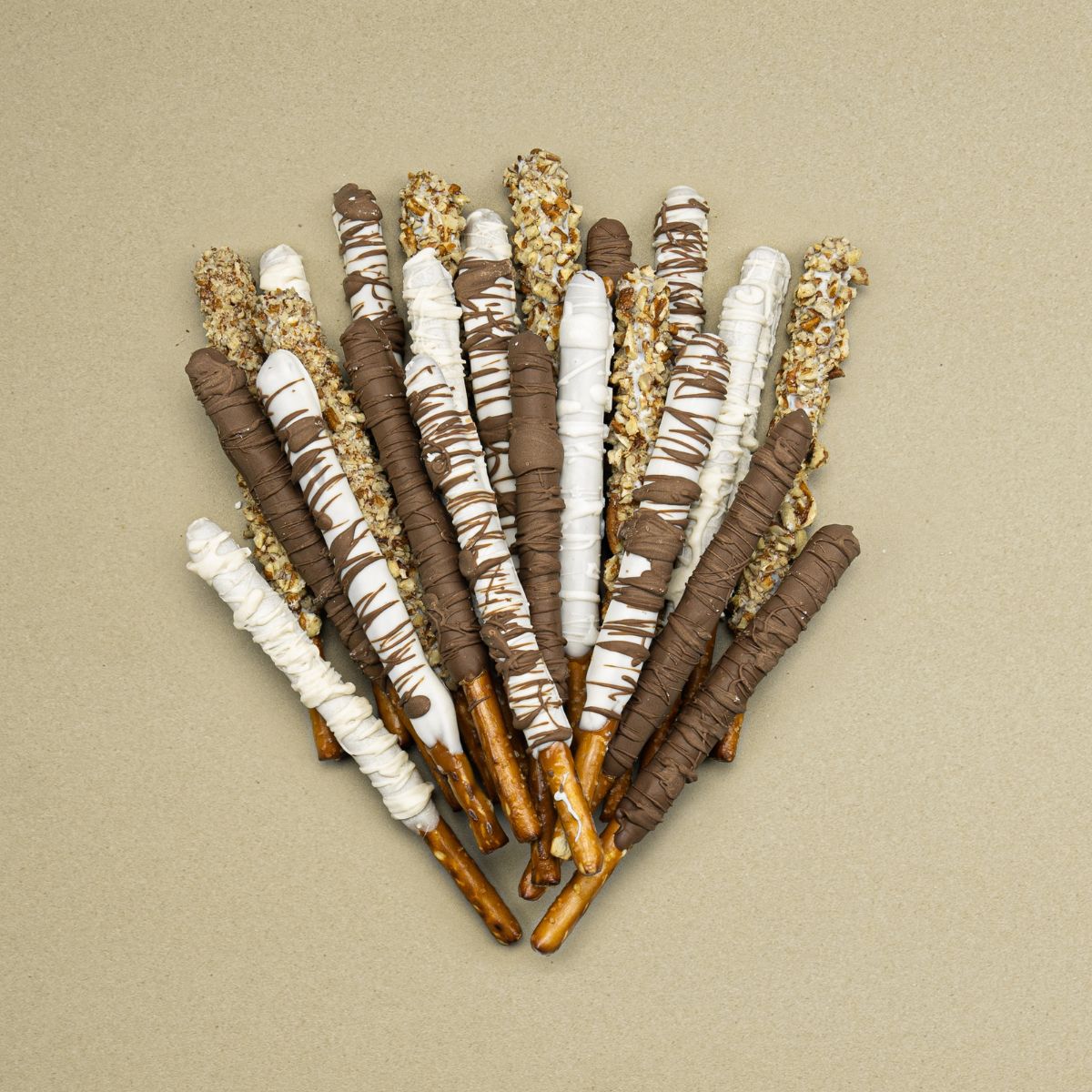 24 pack Chocolate Drizzled Gourmet Pretzel Sticks
